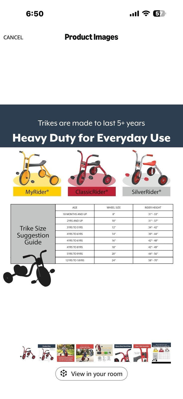 Angeles ClassicRider Kids Tricycle, Toddler Tricycle with Solid Airless
