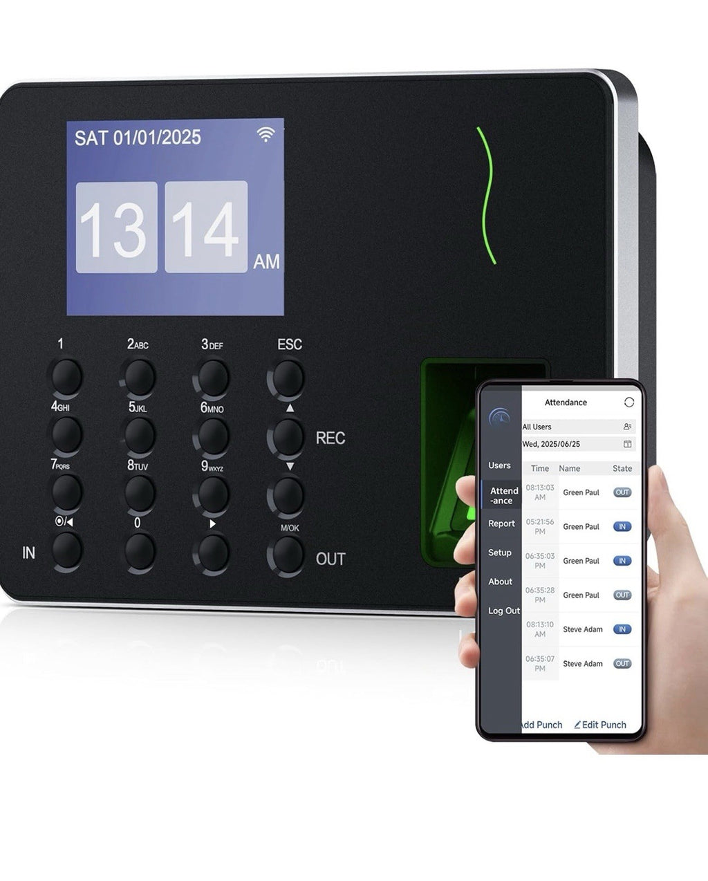 NGTeco APP-Based Time Clock, Fingerprint & PIN Time Clocks for Employees 