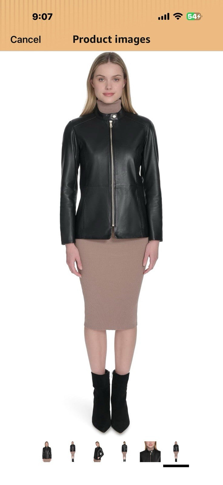 Cole Haan Women's Leather Hand Stitched Details Classic Jacket  Xl