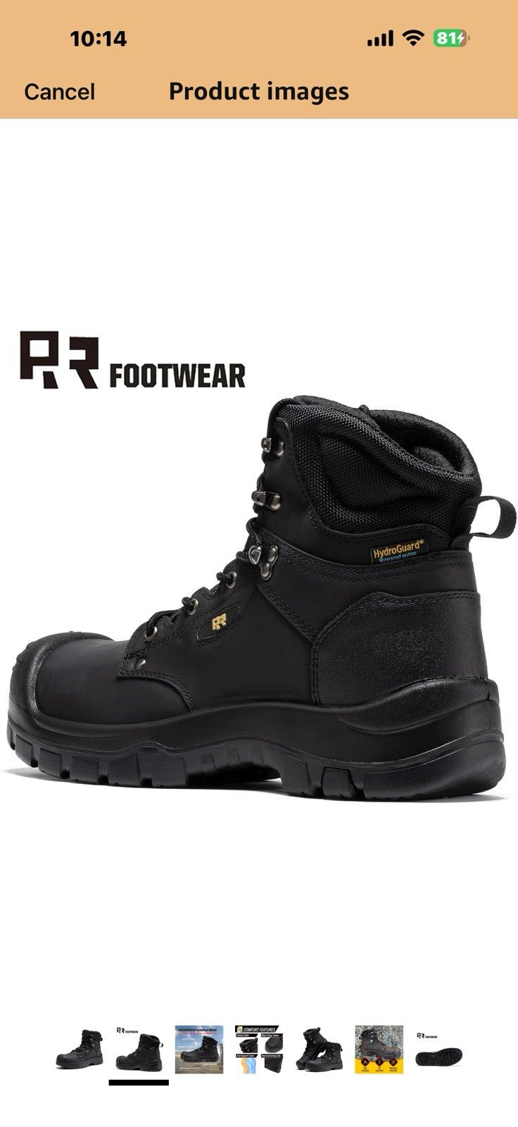 ROCKROOSTER 6 Inch Black Composite Toe Waterproof Work Boots for Men, 
