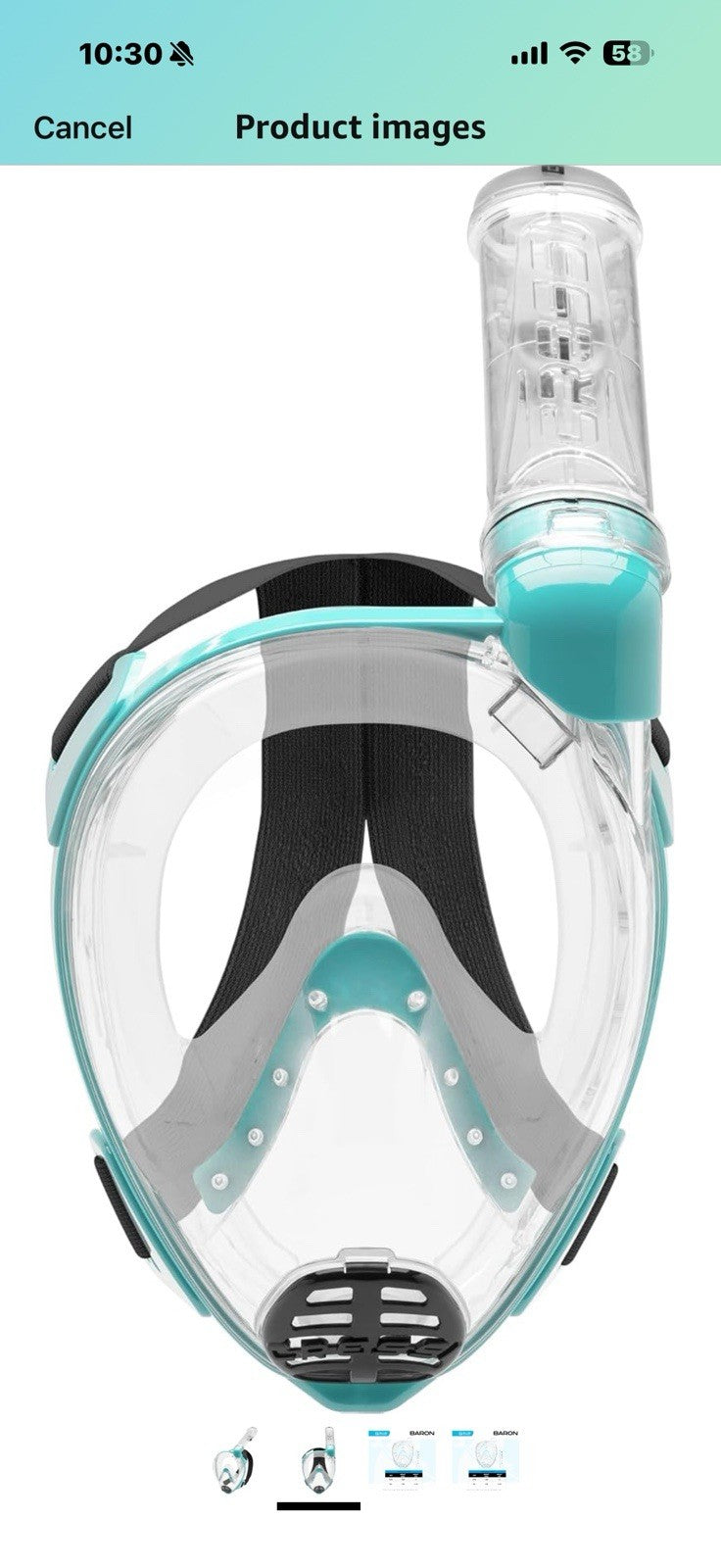 Cressi Adult Snorkeling Full Face Mask - Wide Clear View, Anti-Fog System
