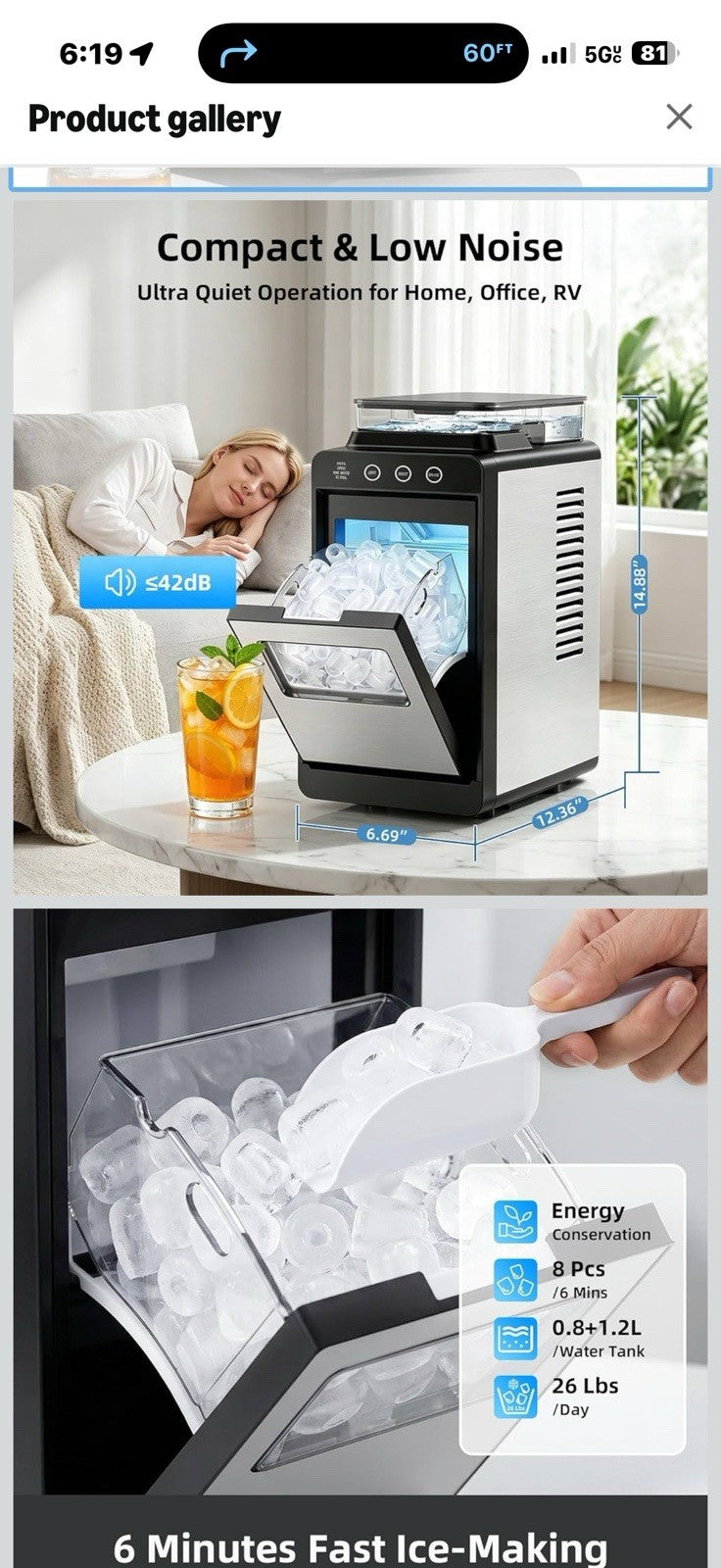 Antarctic Star Ice Maker, Portable Ice Machine with Self-Cleaning Function, 