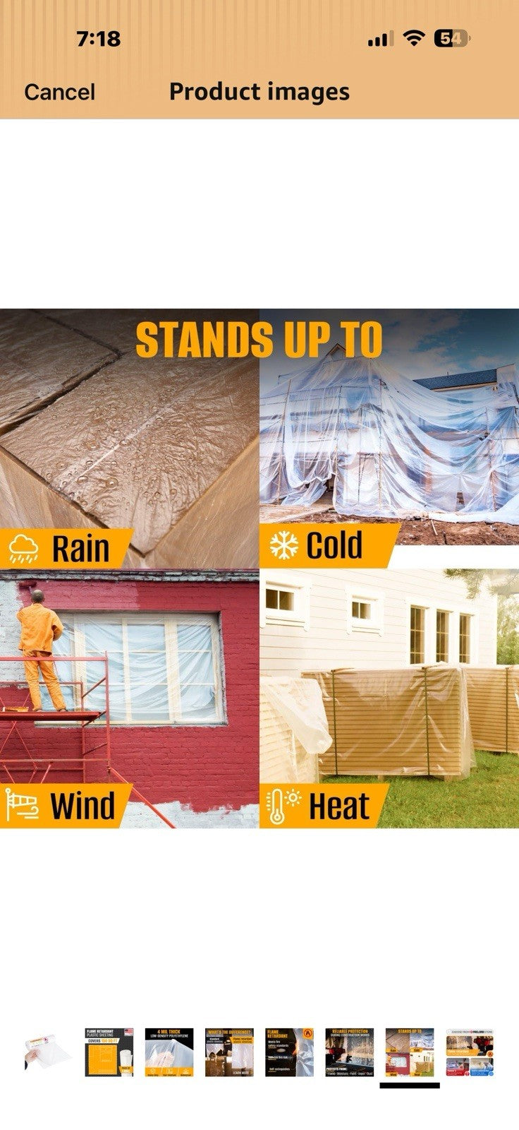 Flame Retardant Plastic Sheeting  3' x 50', 1800SqFt Pack of 12