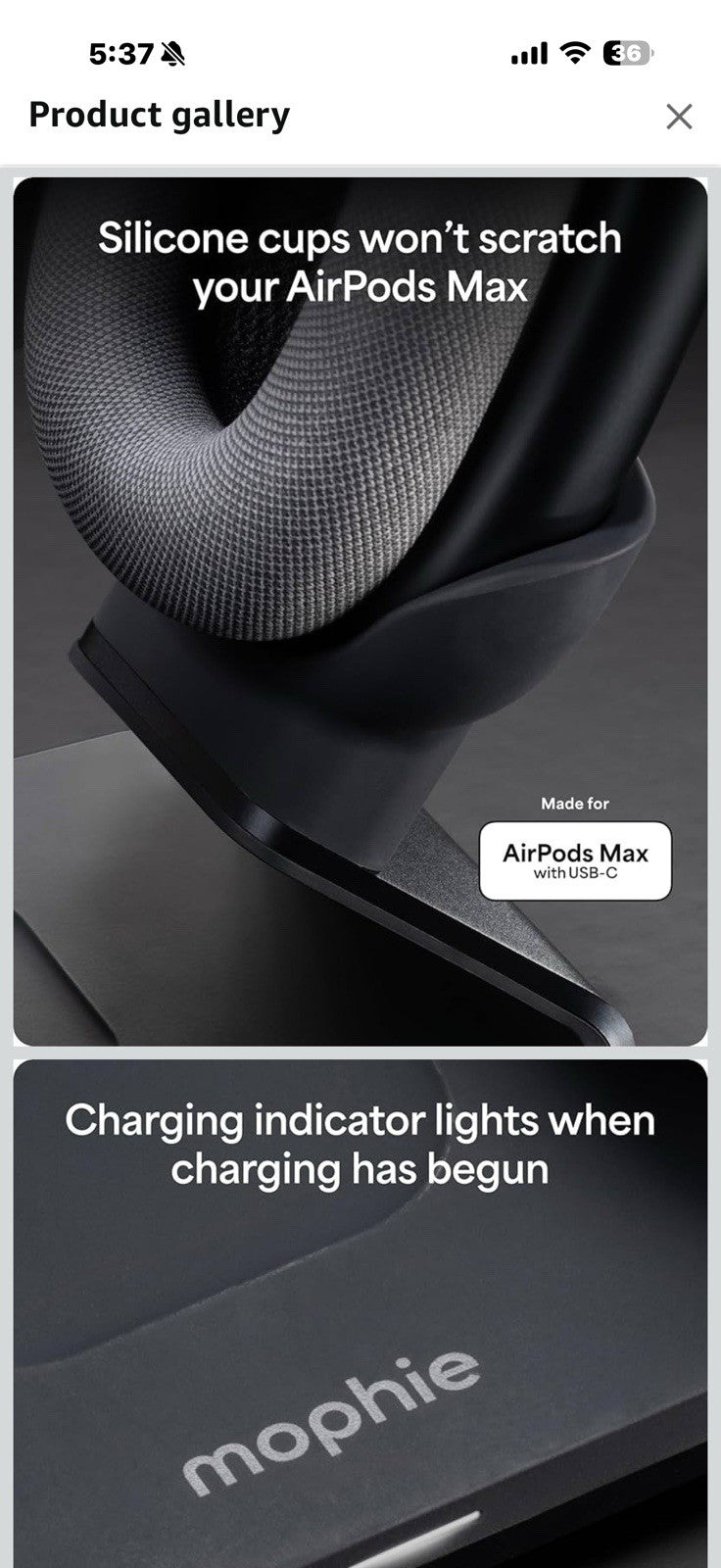 Mophie Max Dual Charging Stand for AirPods Max Headphones – Auto Sleep