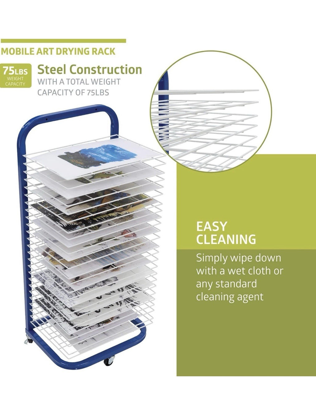 Pearington 25-Shelf Mobile/Wall Mountable Art Drying Rack for Art Studios