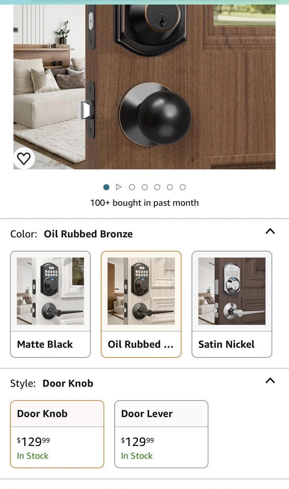 TEEHO TE002K Fingerprint Door Lock Set - Keyless Entry Door Lock with Handle