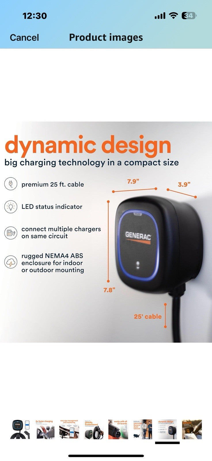 Generac Electric Vehicle (EV) Charger Level 2 Plus, 40 AMP - Quick Charge