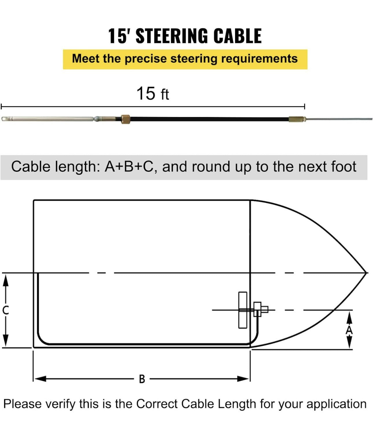 VEVOR Boat Steering System Kit 15F