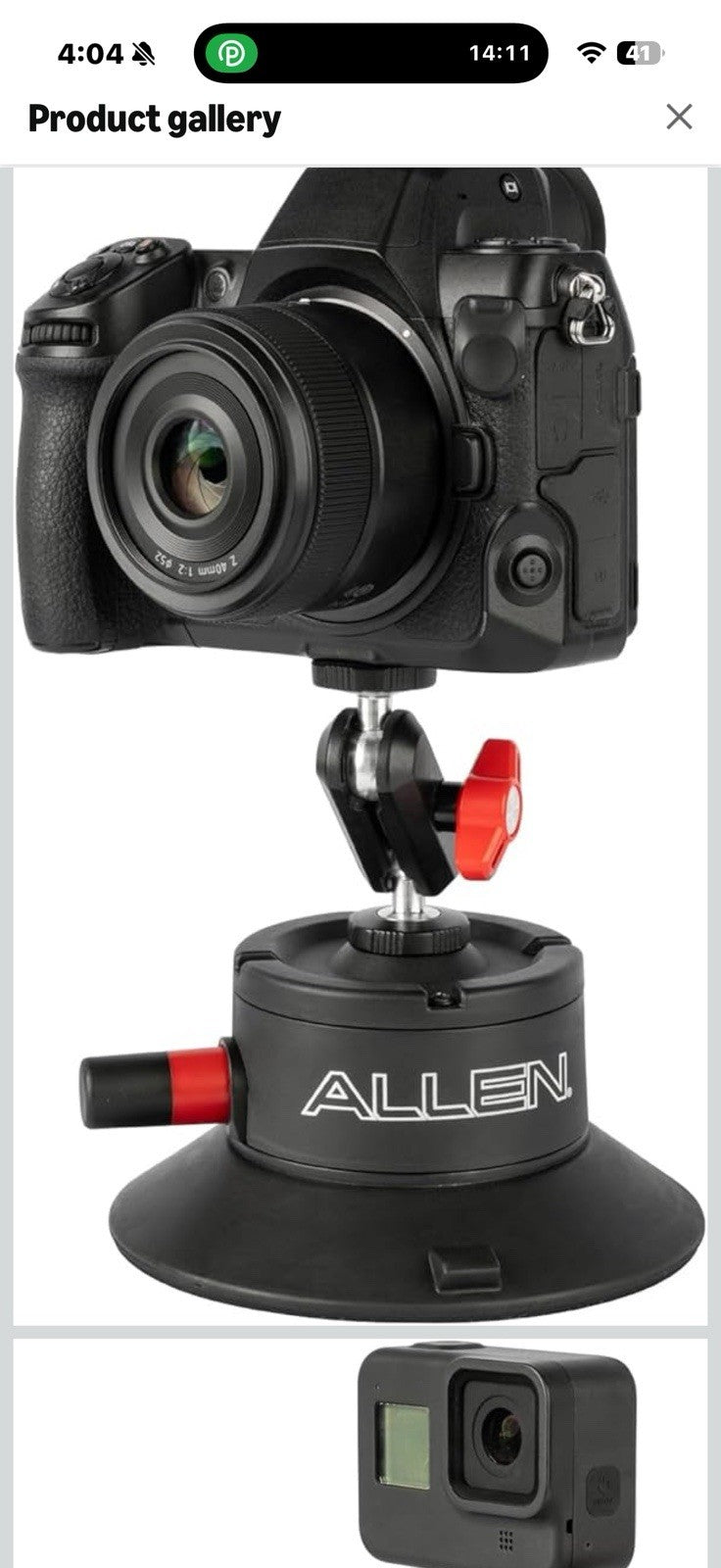 Allen Smart Suction SNAP Camera Mount, Model SB-03, Compatible with DSLR