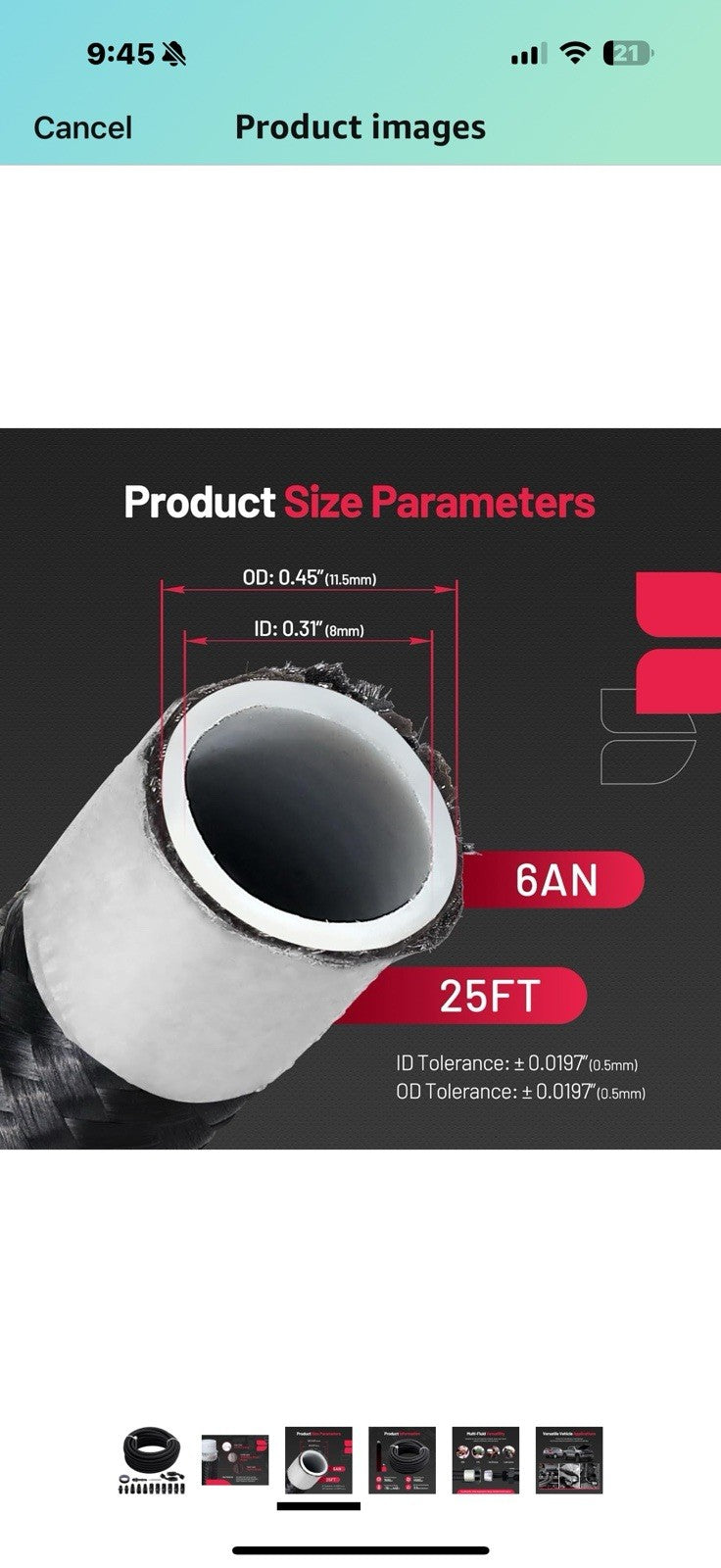 BDFHYK 25FT 5/16" ID PTFE Fuel Line Kit 6AN PTFE Fitting Compatible