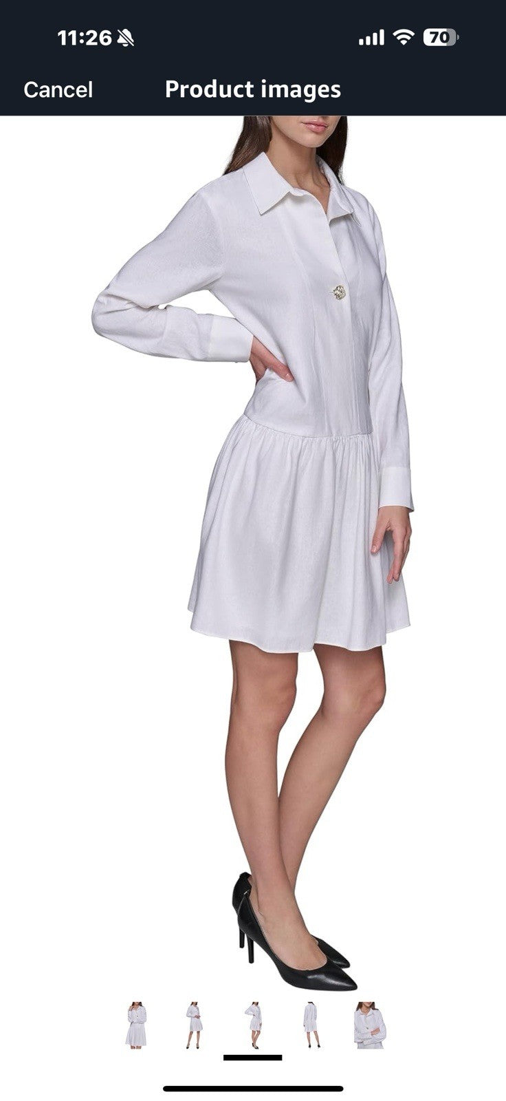 Karl Lagerfeld Paris Women's Gathered Flounce Linen Longer Sleeved Shirt Size 16