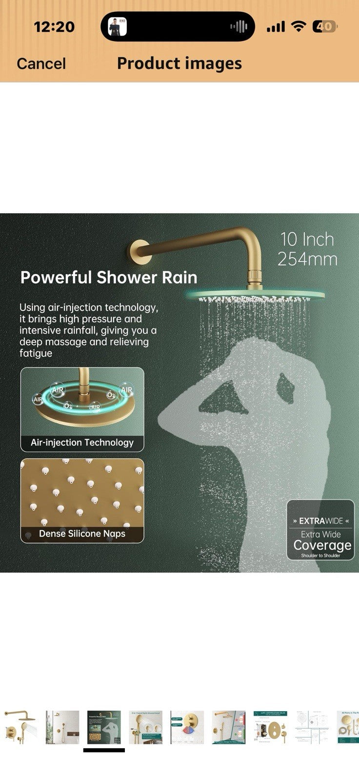 Hoimpro Bathroom Shower System 10 Inch Round Rain Shower Head 
