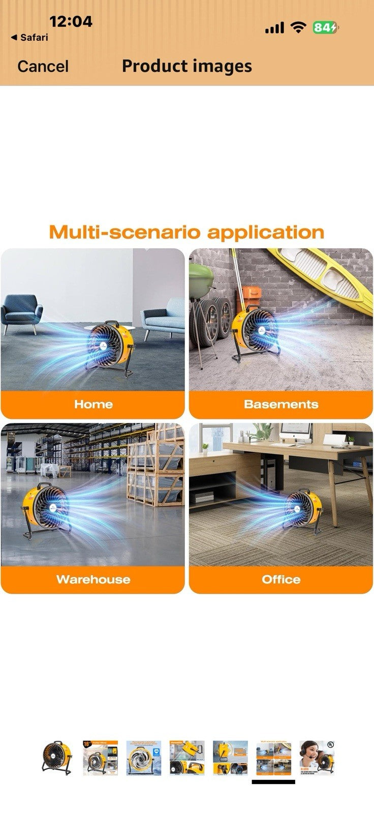 iLiving 16 in. Low Noise Turbo Fan 2687 CFM 3-Speed Portable Air Circulator
