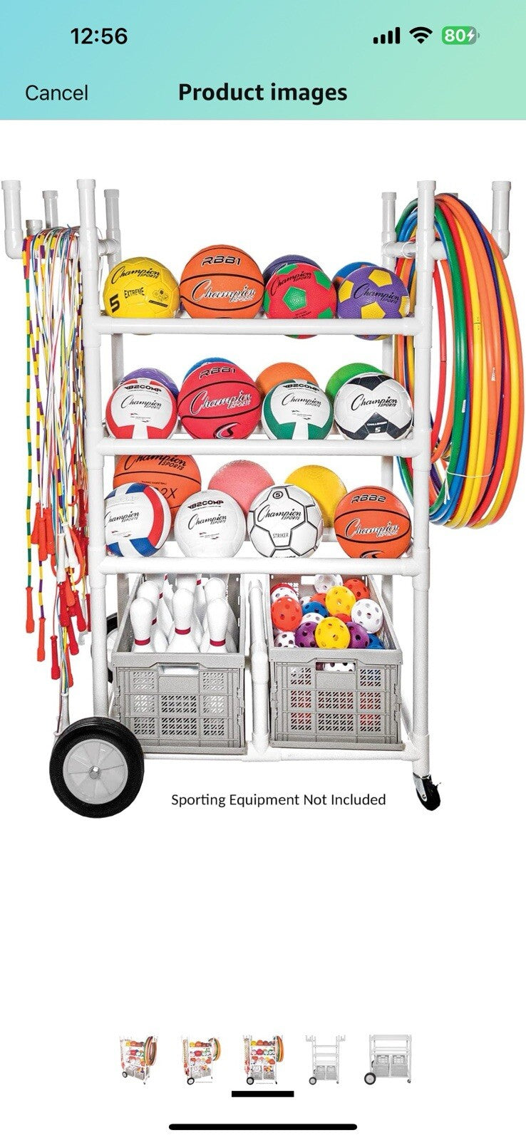 Champion Sports High Impact All-Terrain Heavy-Duty Cart, White, 53" x 19" x 59