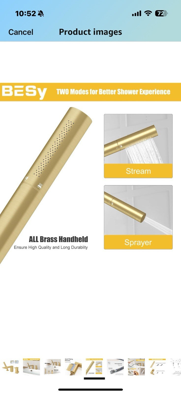 BESy Brass Waterfall Roman Bath Tub Faucets with Sprayer, Deck Mount