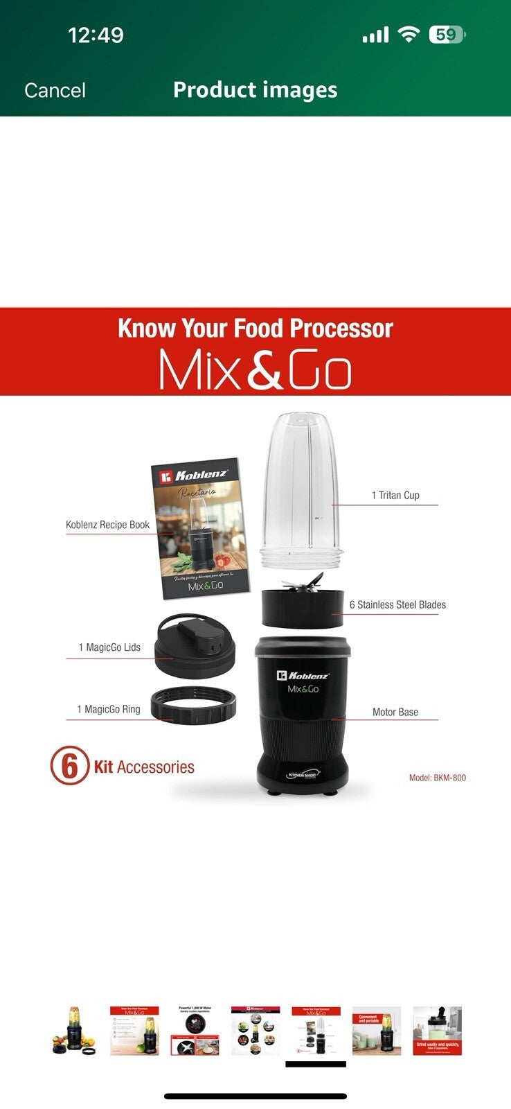 Koblenz Mix&Go Portable Blender, Personal Size Blender for Shakes and Smoothies 