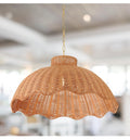 Creative Co-Op 60-Watt Large Scalloped Rattan Pendant Lighting, Natural