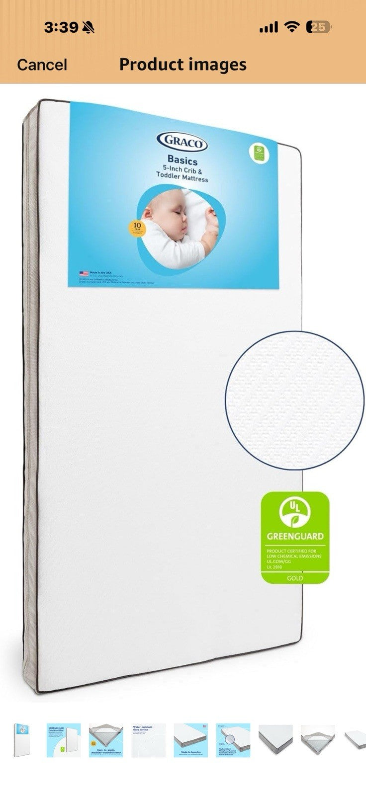 Graco Basics 5-Inch Crib & Toddler Mattress — Premium Ultra-Soft Crib