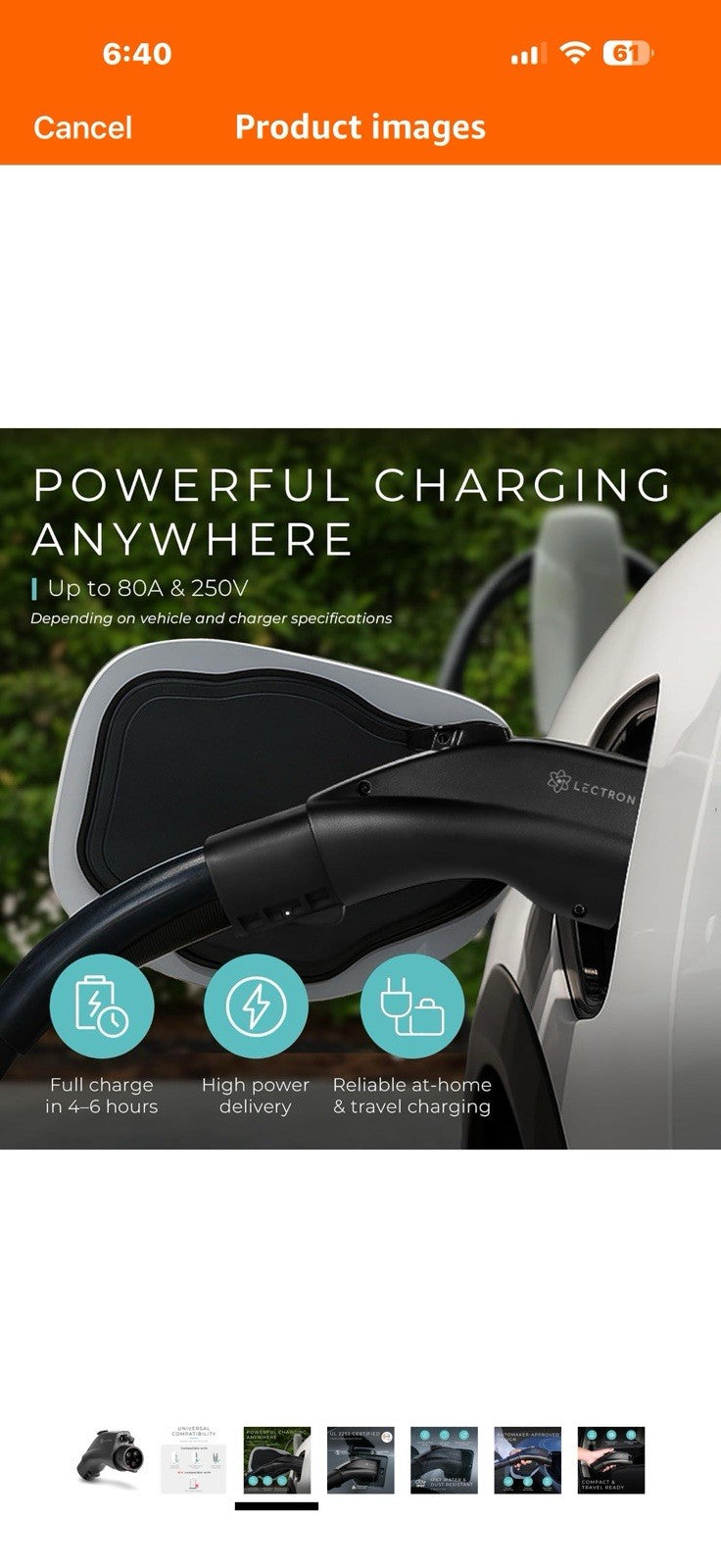 Lectron NACS to J1772 EV Charging Adapter - Compatible with Tesla Wall