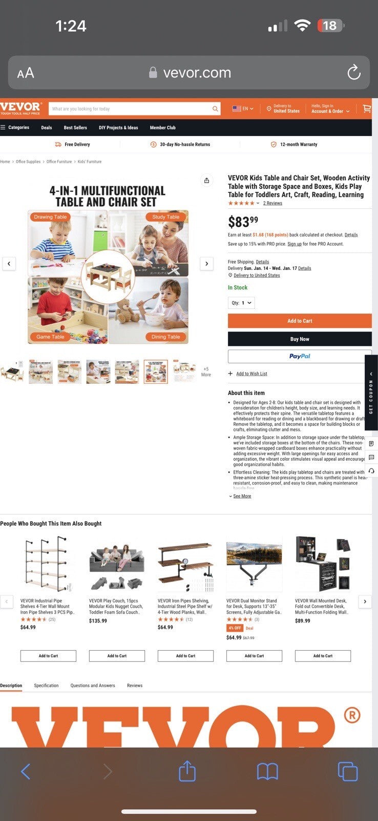 VEVOR Kids Table and Chair Set