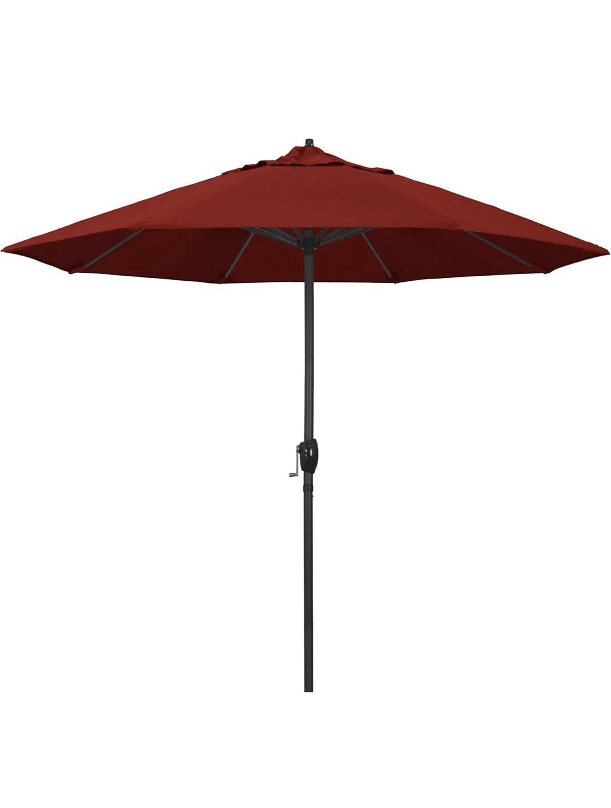 California Umbrella 9' Rd Aluminum Patio Umbrella, Crank Lift, Auto Tilt, 