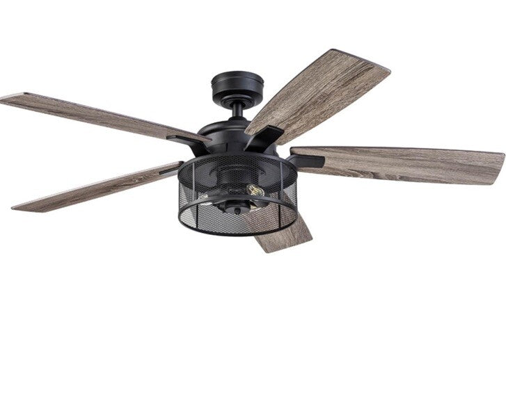 Honeywell Ceiling Fans Carnegie, 52 Inch Industrial LED Ceiling Fan with Light