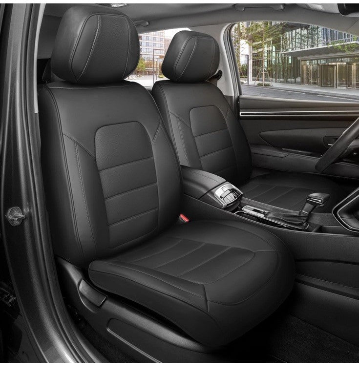 Deluxe Edition Napa Leather Seat Covers for Cars, Trucks, & SUV – 2 Black Car
