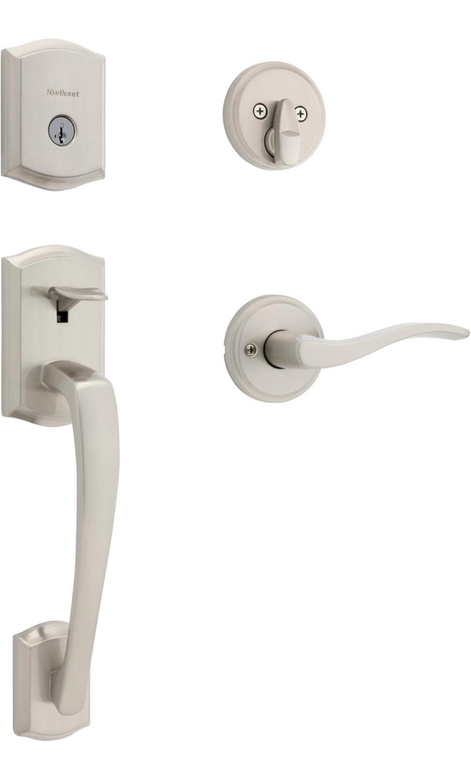 Kwikset Prescott Front Door Lock Handle and Deadbolt Set, Keyed Entry
