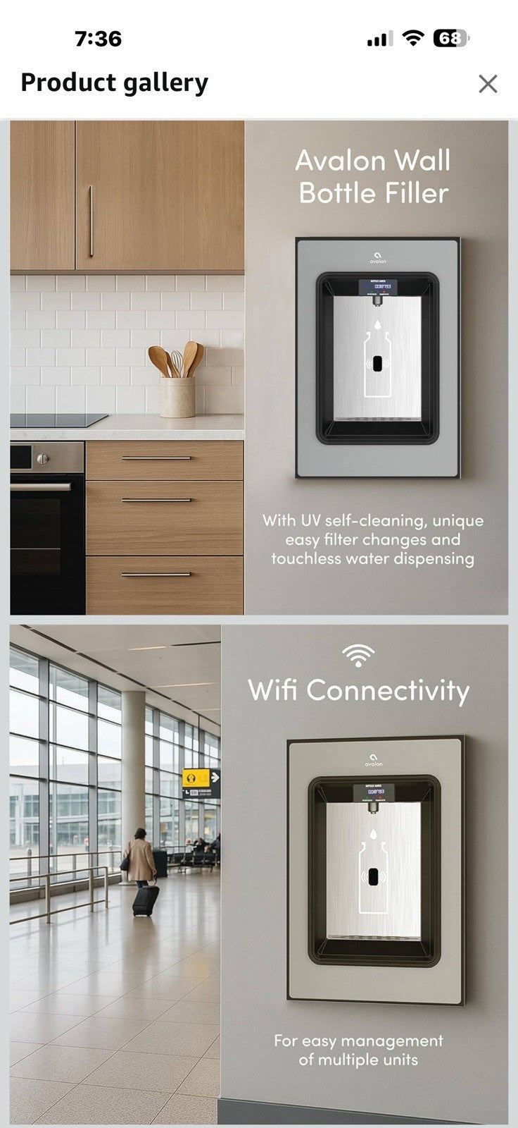 Avalon in-Wall Bottle Filling Station, Sensor Dispensing, Self Cleaning, A50-G