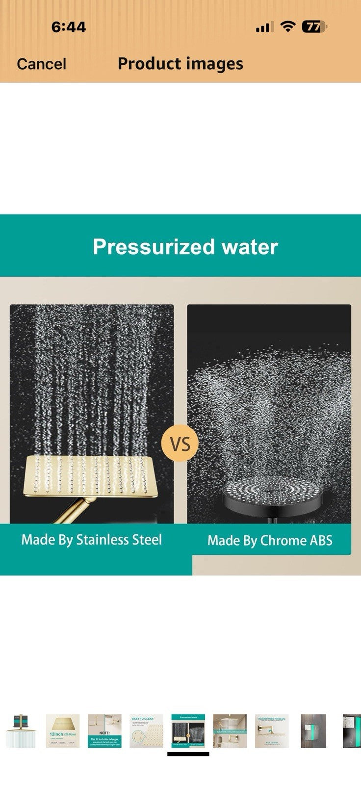 Square Rain Shower Head, High Flow Stainless Steel,Work with any decorative
