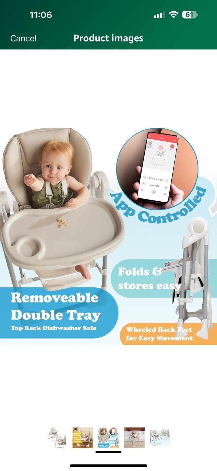PrimoBaby SnuggleBug 2-in-1 Infant Swing & High Chair, Adjustable