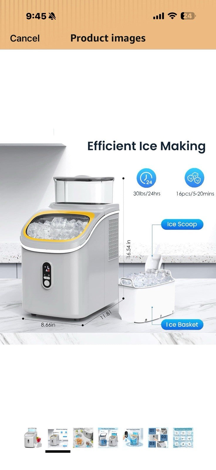 Antarctic Star Countertop Ice Maker Machine, 30lbs/24Hrs, 3 Thickness Ice