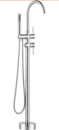 Freestanding Bathtub Faucet Brushed Nickel, Floor Mount Tub Filler, High 