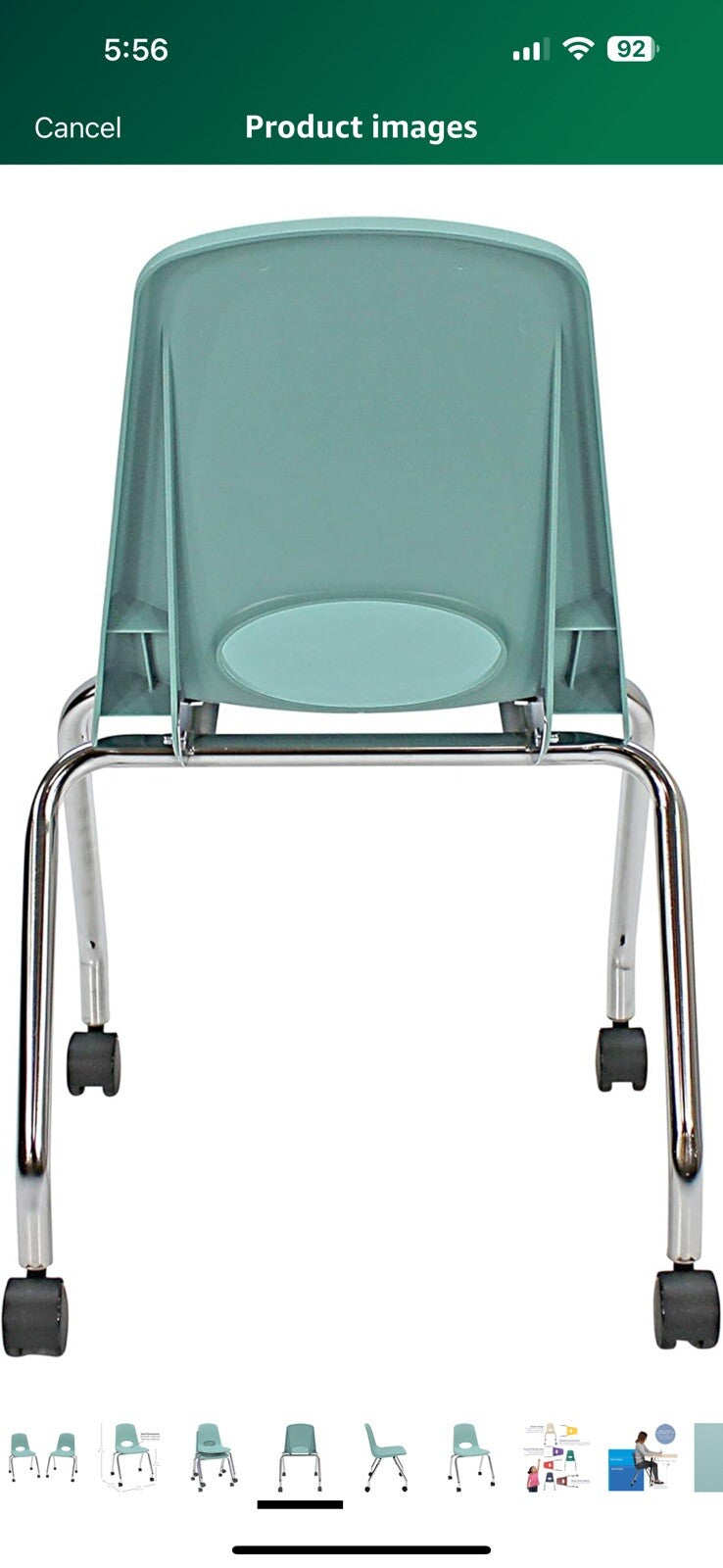 Factory Direct Partners 10372-SF 18" Mobile School Chair with Wheels