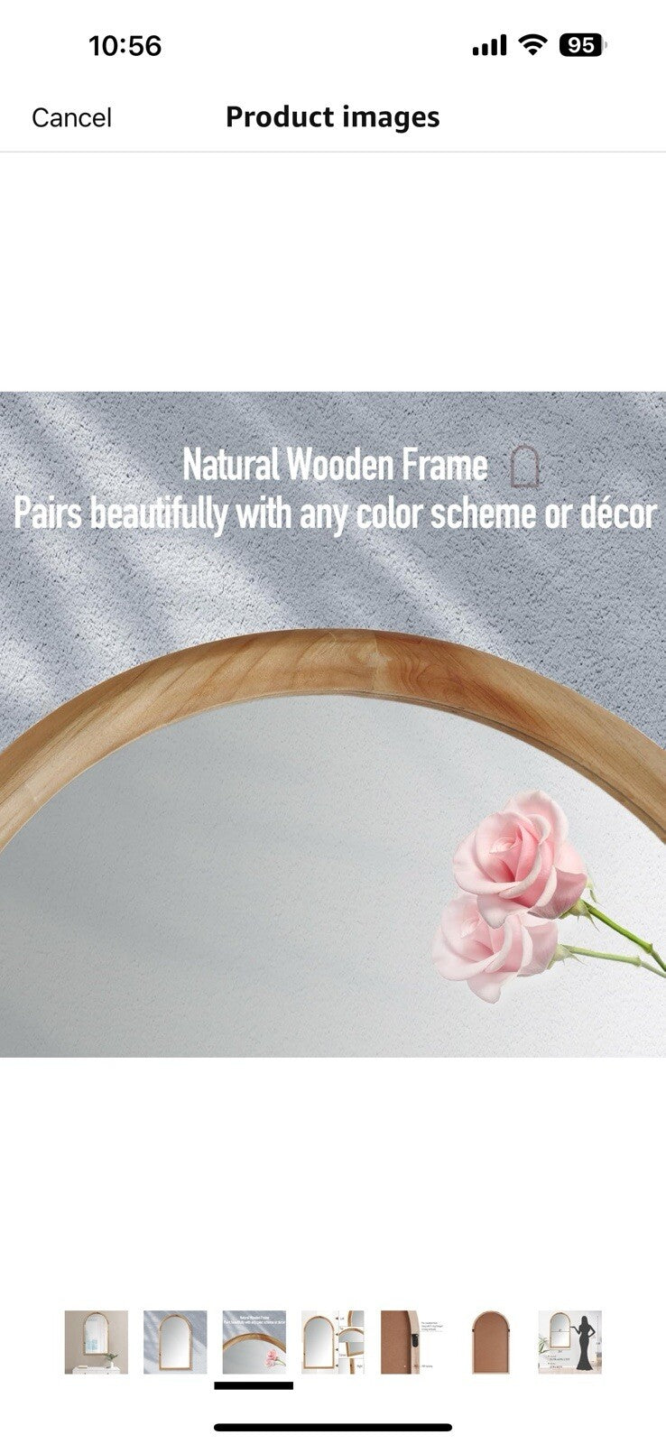 INK+IVY Arch Wall Mirror Wooden Frame, Round Top Wood Framed Entryway  25 “43”