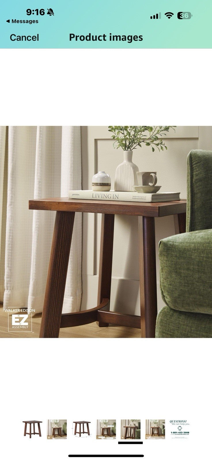 Walker Edison Colt Modern Farmhouse Solid Wood Square Side Table, 18 Inch