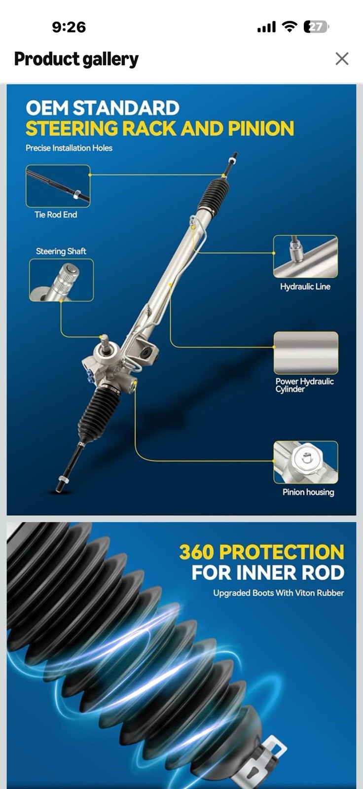 PHILTOP Hydraulic Power Steering Rack and Pinion for 2001-2004 Sebring/