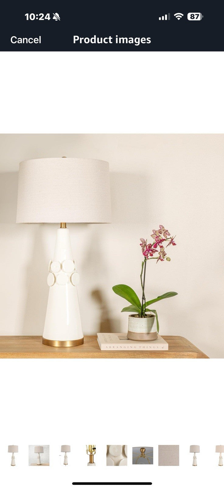 Creative Co-Op Stoneware Conical Table Lamp with Cream Crackle Glaze and