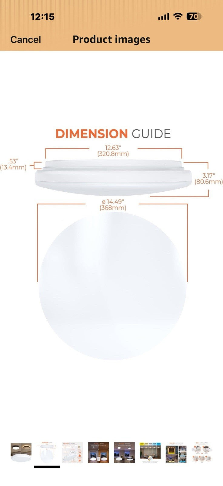 HALO FM 15” Indoor LED Flush Mount Ceiling Light w/Night Light,