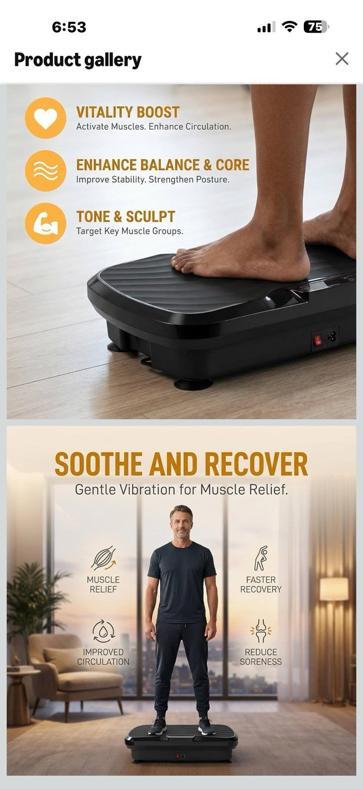 BARWING Vibration Plate Exercise Machine for Lymphatic Drainage Vibrating