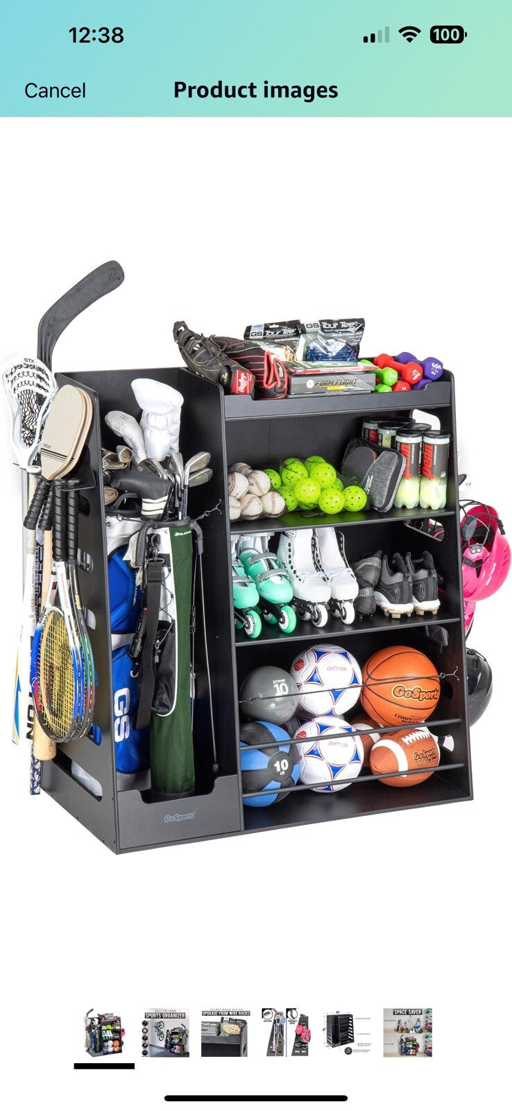 GoSports Premium Wooden Sports Equipment Organizer 