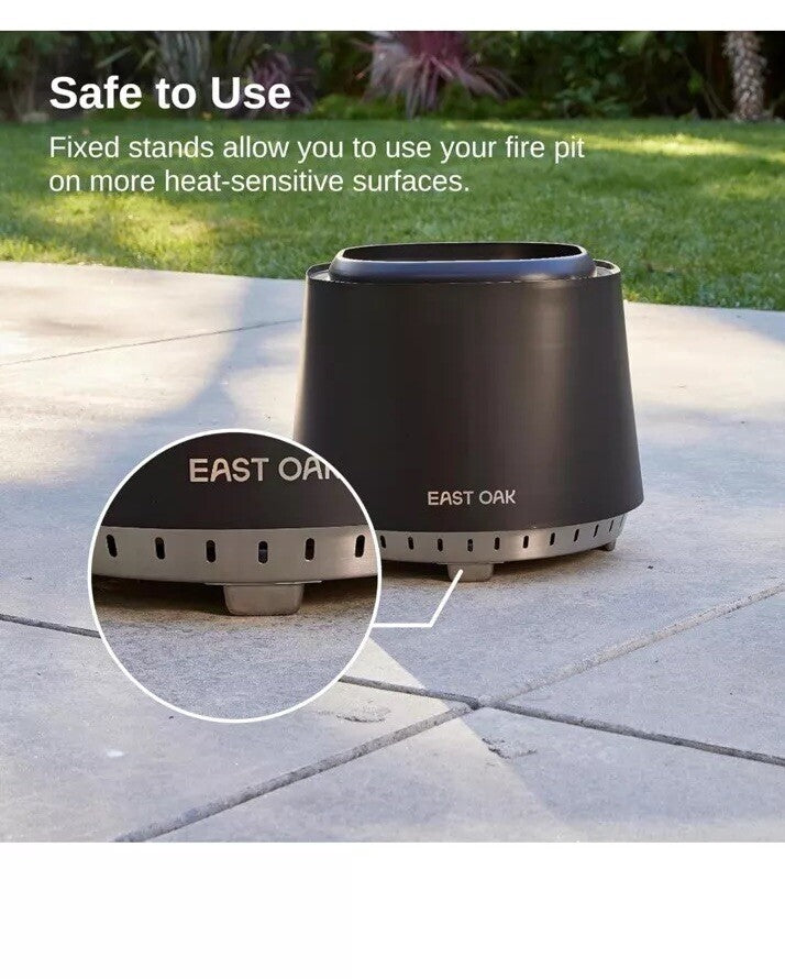 EAST OAK 17'' Smokeless Fire Pit for Outdoor Patio, 304 Stainless Steel 
