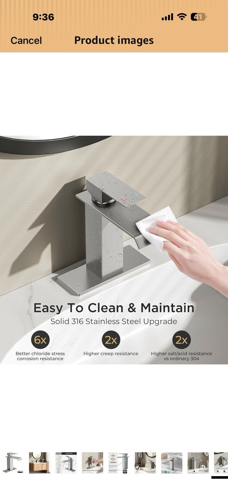 FORIOUS Bathroom Faucet Brushd Nickel Modern Waterfall Bathroom