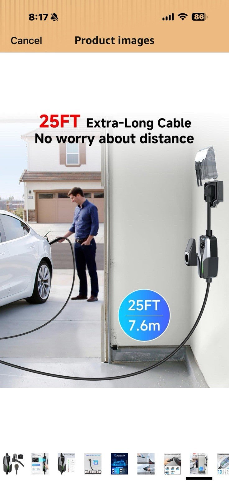 Level 2 EV Charger for Tesla, 32Amp 240V 7.68kW NACS EV Chargers,