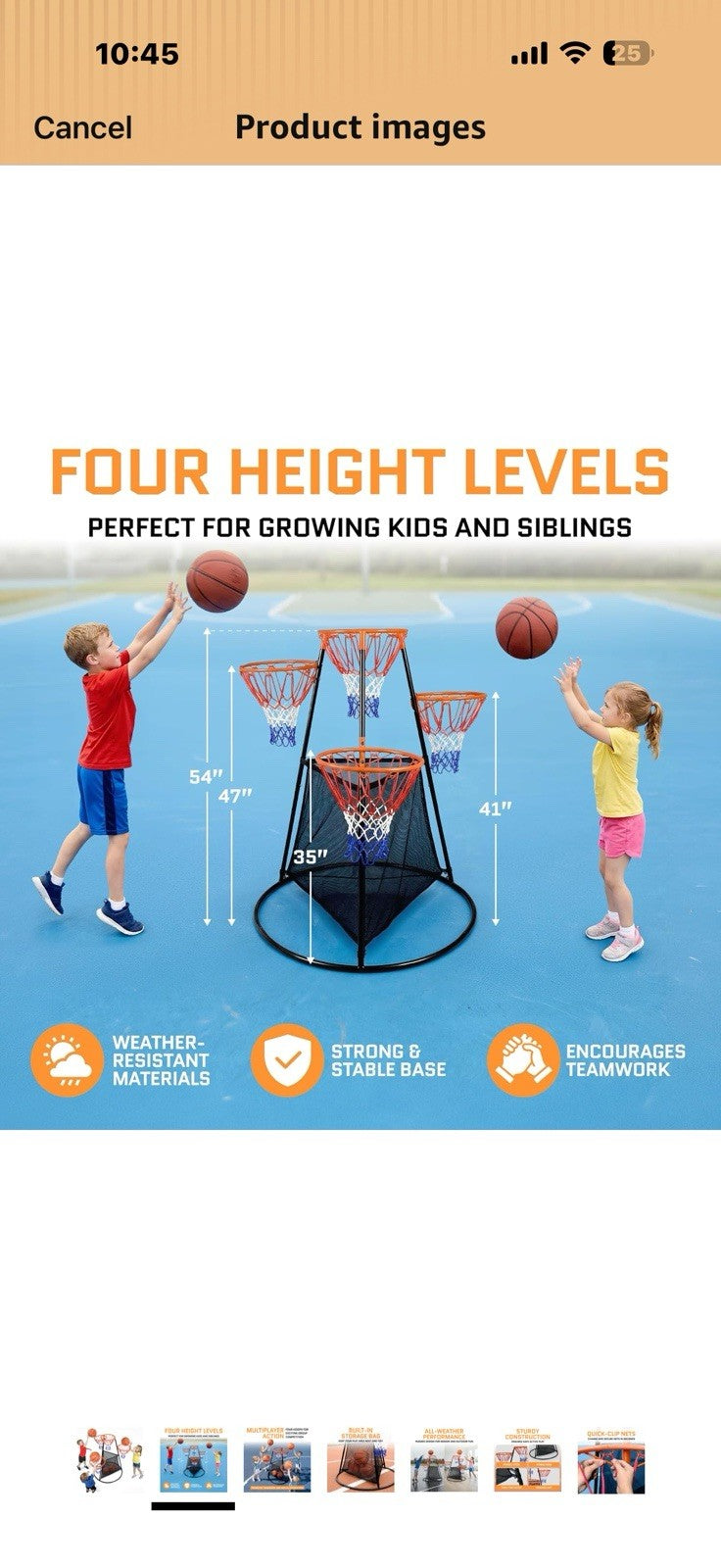 Portable Kids Basketball Hoop with Ball Storage Net – Adjustable Height