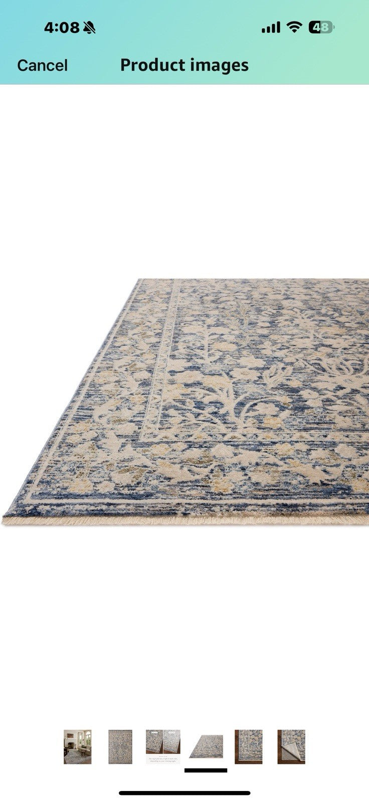 Loloi Clarisse Collection CLS-05 Blue/Beige 7'-10" x 10'-2" Fringe Area Rug