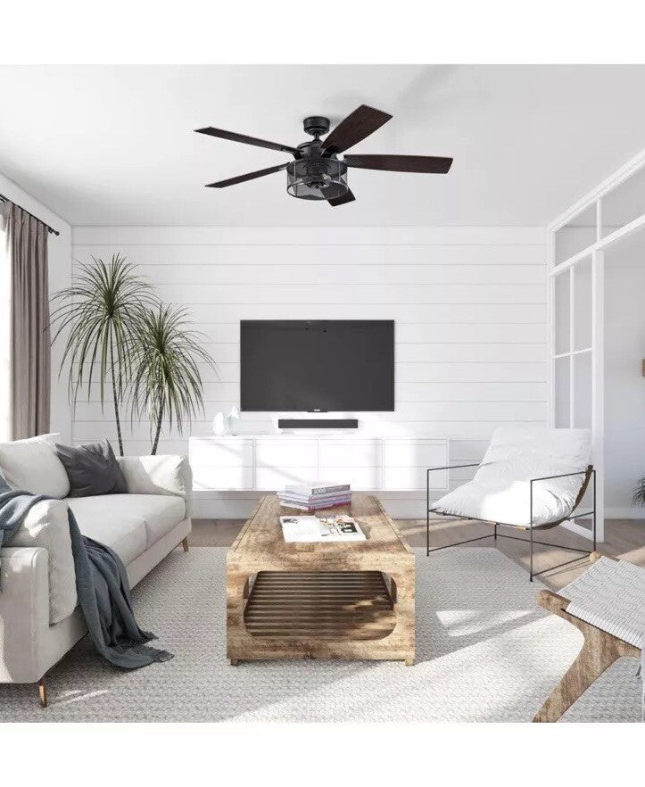 Honeywell Ceiling Fans Carnegie, 52 Inch Industrial LED Ceiling Fan with Light