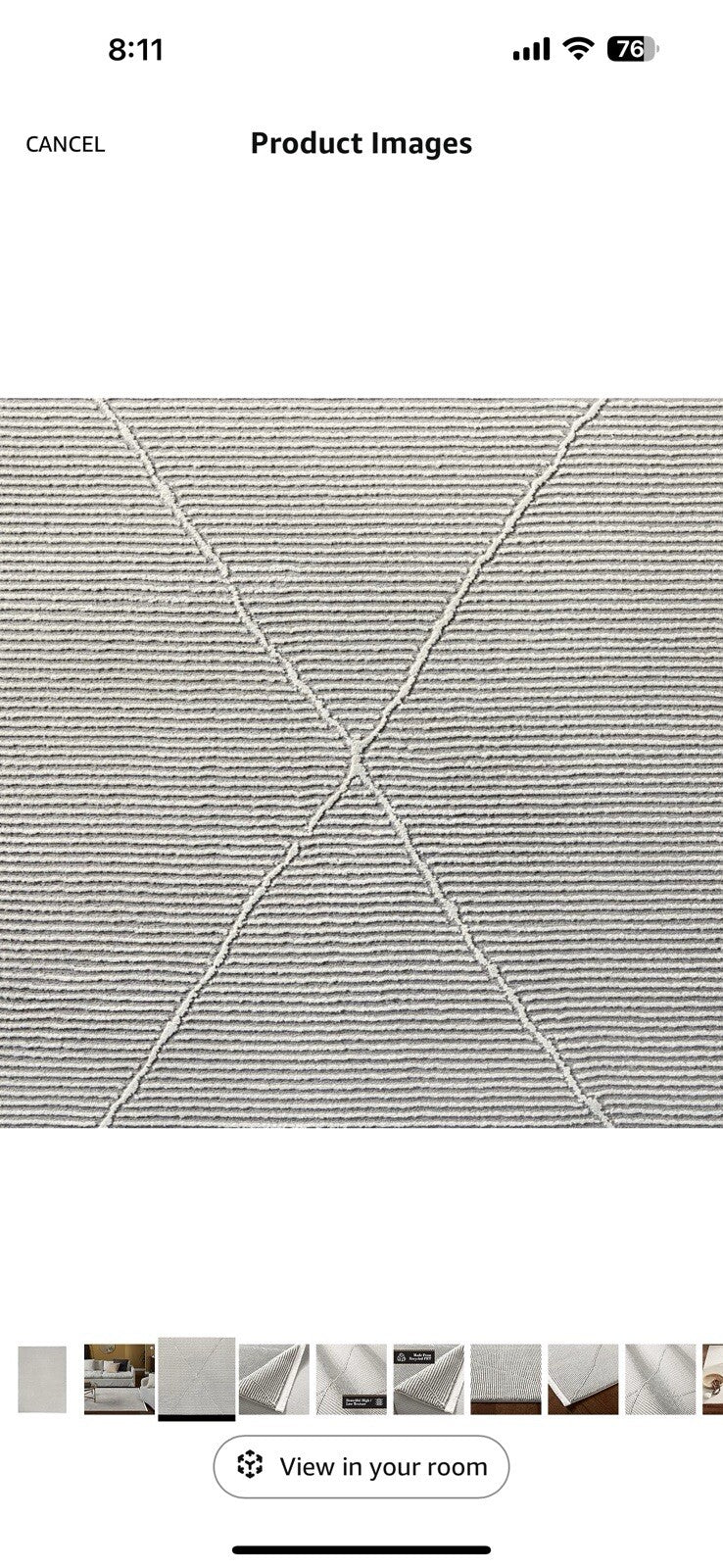 TOWN & COUNTRY LUXE Tretta Contemporary Diamonds Area Rug with Grey, 9'2"x12'5"