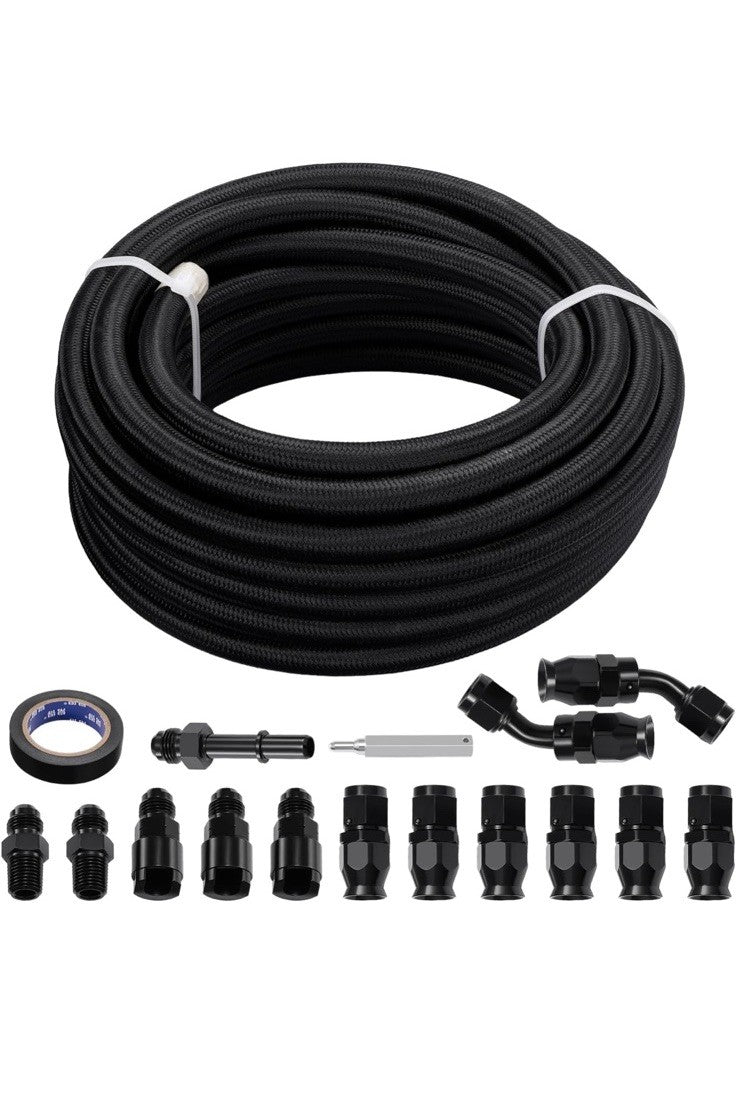 BDFHYK 25FT 5/16" ID PTFE Fuel Line Kit 6AN PTFE Fitting Compatible