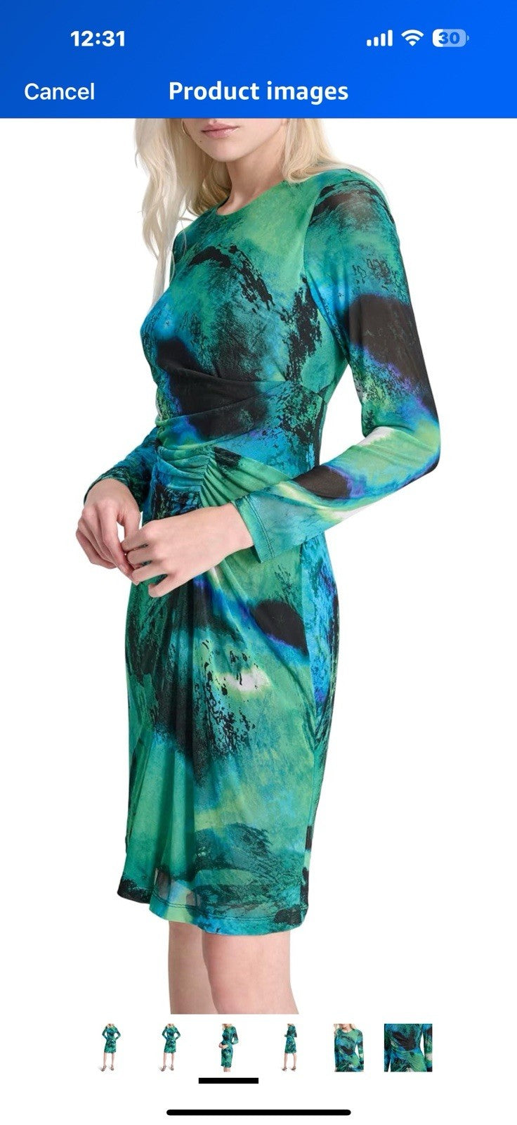 DKNY Women's Long Sleeve Jewel Neck Mini Sheath Dress Size 10